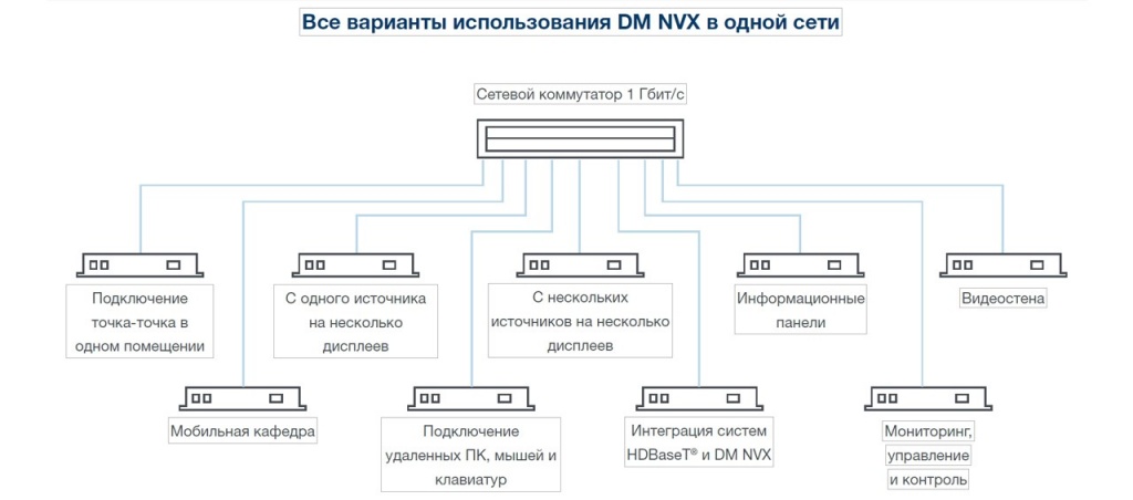 Варианты использования DM NVX в одной сети
